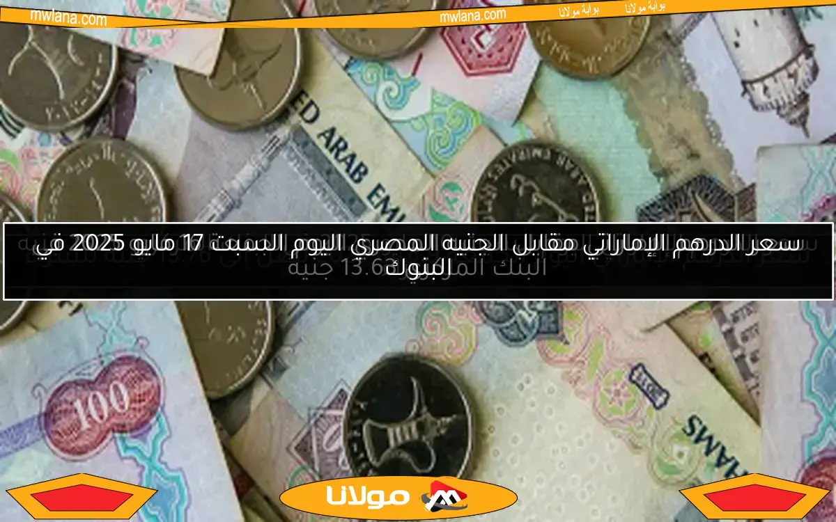 سعر الدرهم الإماراتي اليوم الجمعة 9 مايو 2025 يصل إلى 13.76 جنيه للشراء