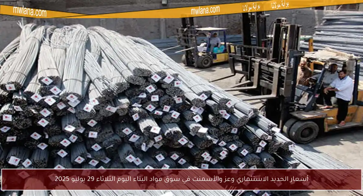 أسعار الحديد الاستثماري وعز والأسمنت في سوق مواد البناء اليوم الثلاثاء 29 يوليو 2025