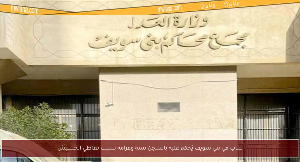 شاب في بني سويف يُحكم عليه بالسجن سنة وغرامة بسبب تعاطي الحشيش