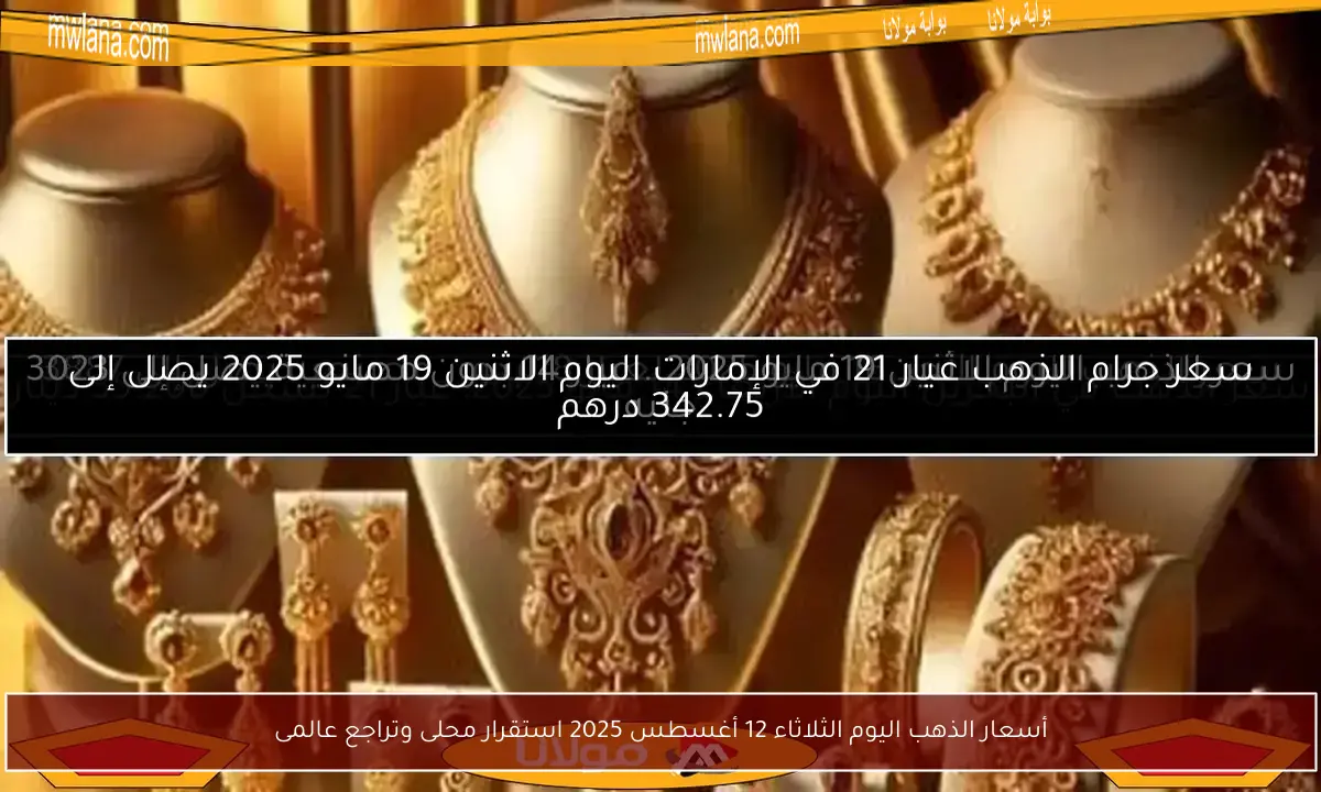 أسعار الذهب اليوم الثلاثاء 12 أغسطس 2025 استقرار محلى وتراجع عالمى