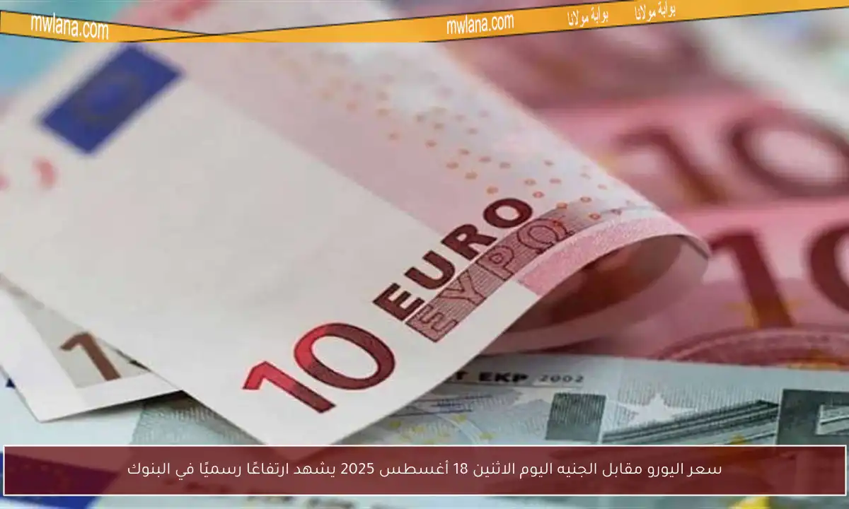 سعر اليورو مقابل الجنيه اليوم الاثنين 18 أغسطس 2025 يشهد ارتفاعًا رسميًا في البنوك