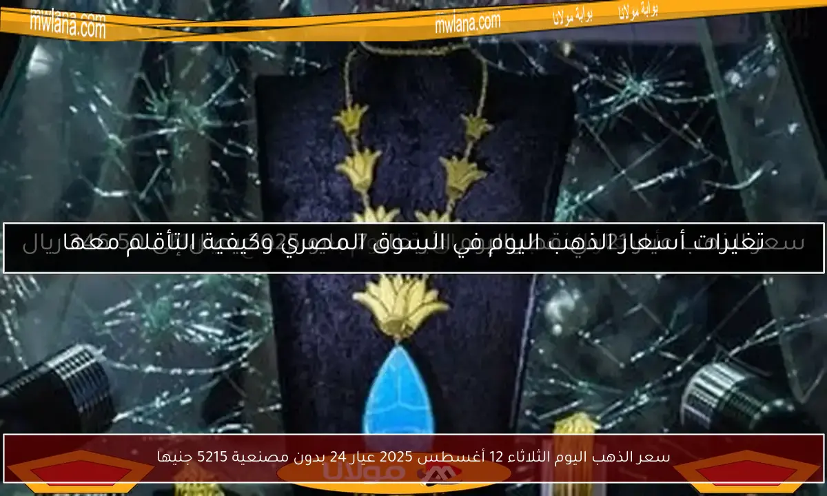 سعر الذهب اليوم الثلاثاء 12 أغسطس 2025 عيار 24 بدون مصنعية 5215 جنيها