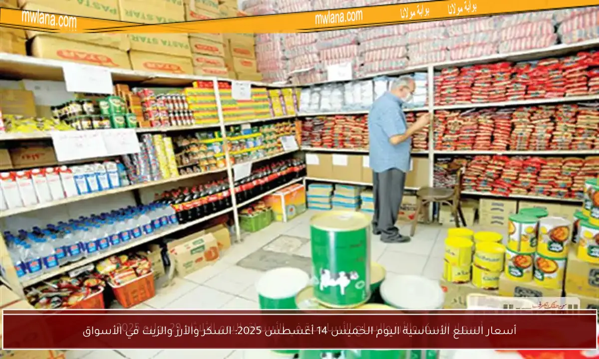 أسعار السلع الأساسية اليوم الخميس 14 أغسطس 2025: السكر والأرز والزيت في الأسواق