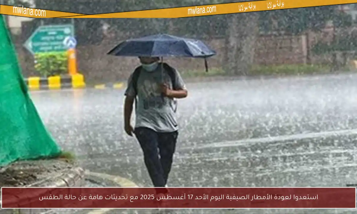 استعدوا لعودة الأمطار الصيفية اليوم الأحد 17 أغسطس 2025 مع تحديثات هامة عن حالة الطقس