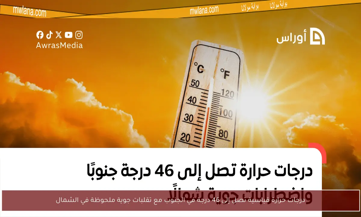 درجات حرارة قياسية تصل إلى 46 درجة في الجنوب مع تقلبات جوية ملحوظة في الشمال