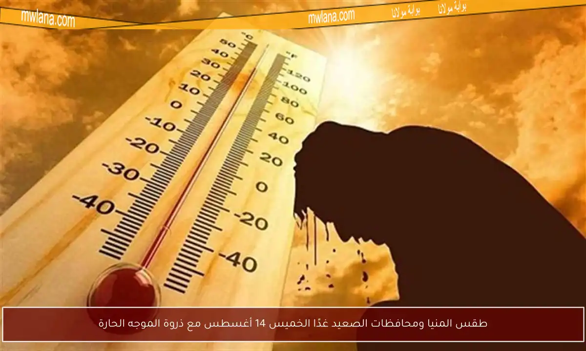 طقس المنيا ومحافظات الصعيد غدًا الخميس 14 أغسطس مع ذروة الموجه الحارة