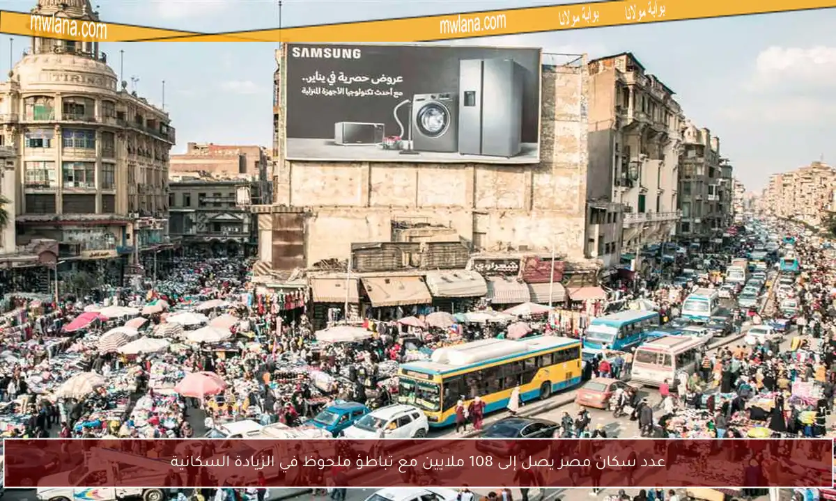 عدد سكان مصر يصل إلى 108 ملايين مع تباطؤ ملحوظ في الزيادة السكانية